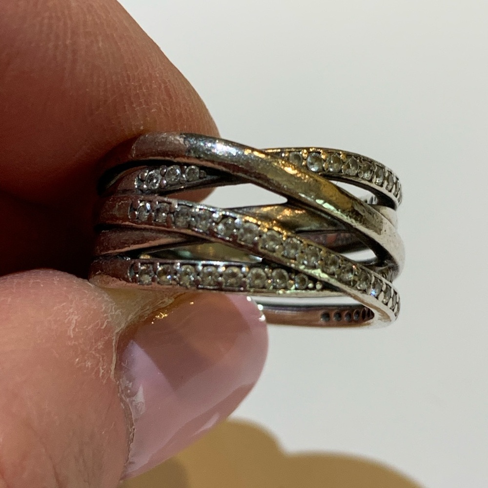 Pandora Sparkling & Polished Lines Ring Size 7